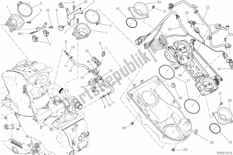 All parts for the Throttle Body of the Ducati Monster 821 Thailand 2018